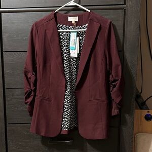 Skies Are Blue Burgundy Women's Blazer